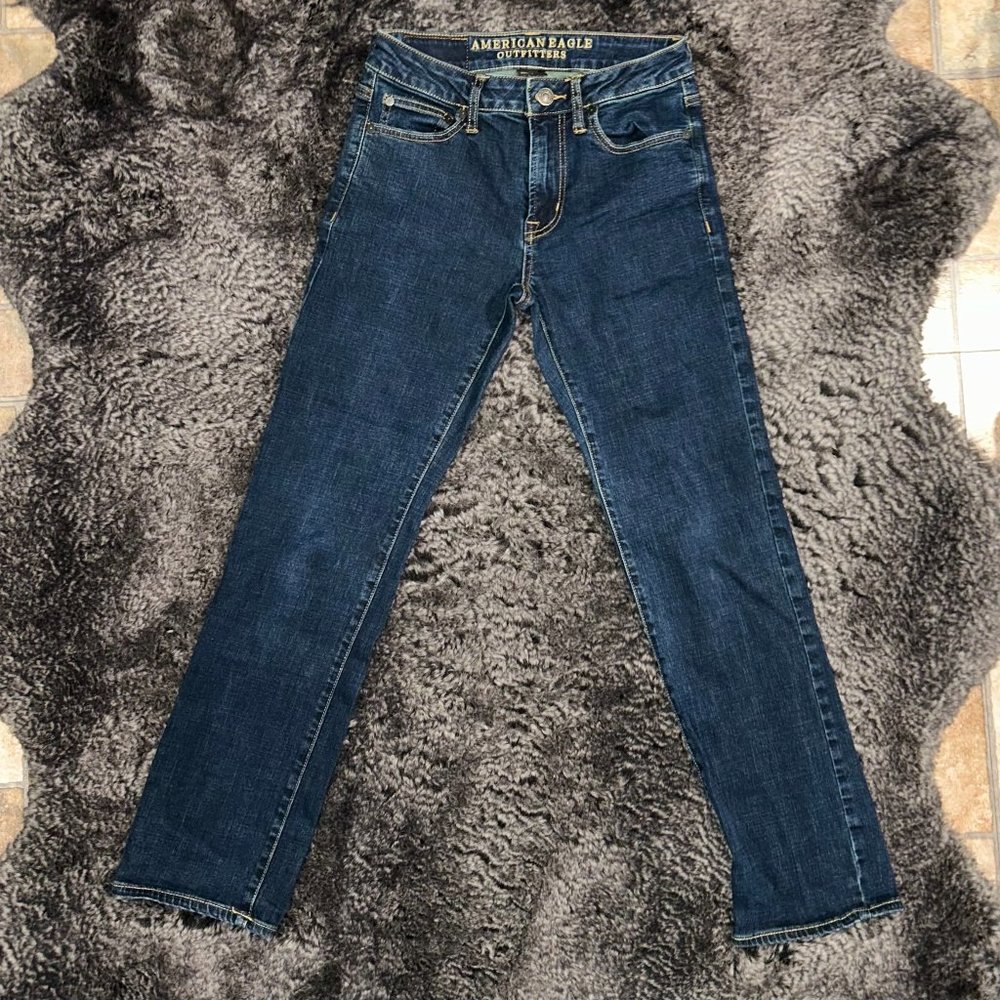 American Eagle Mens Active Flex Straight Denim Jeans Dark Wash Size 28x30 Small